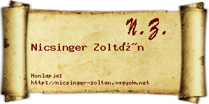Nicsinger Zoltán névjegykártya